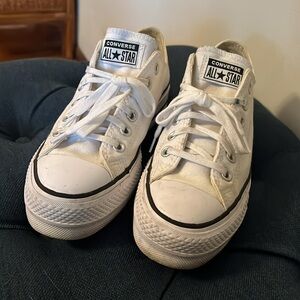 Converse White Platform Sneakers Classic Canvas